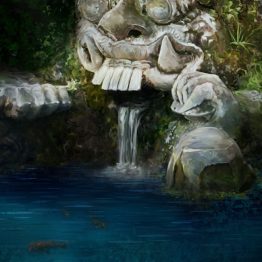Peinture de Bali : "Sérénité" (détail de la statue)